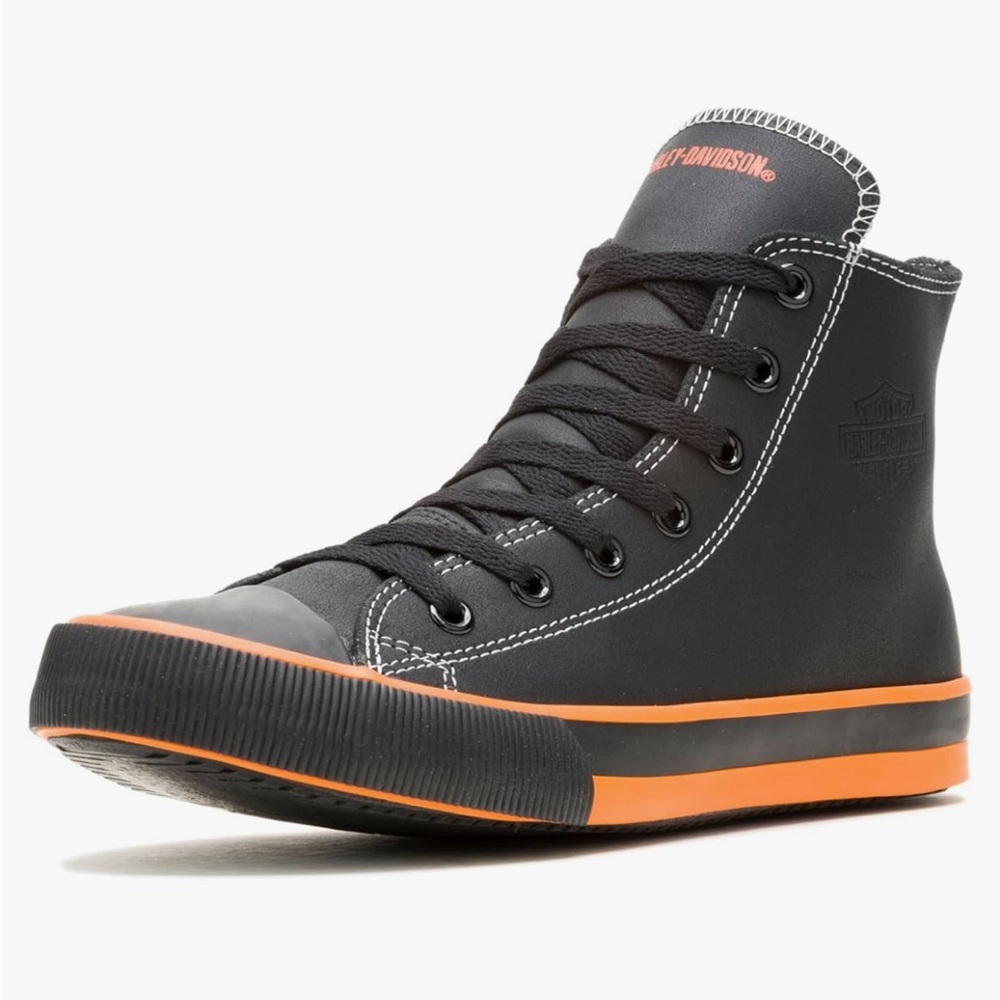 Harley-Davidson Men's Black and Orange High-Top Sneakers